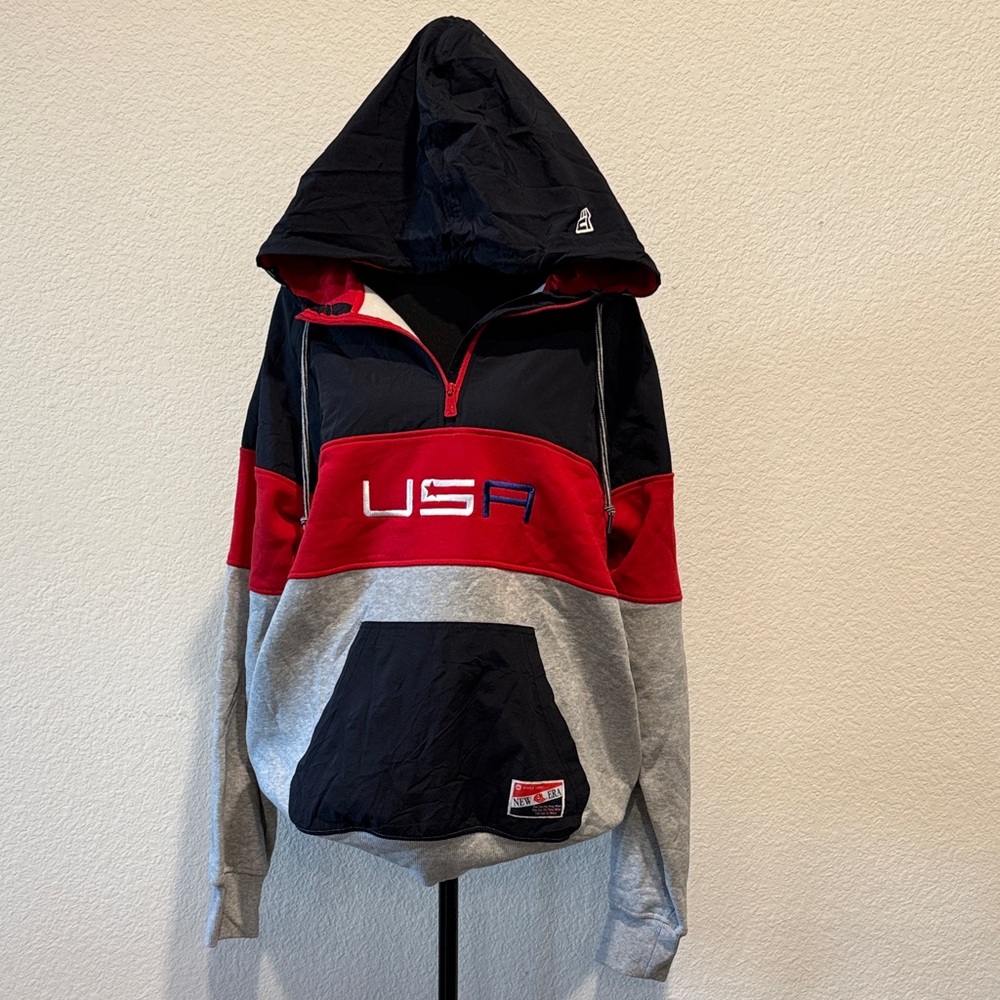 New Era Men's USA Colorblock Sweater - Black, Red, Gray